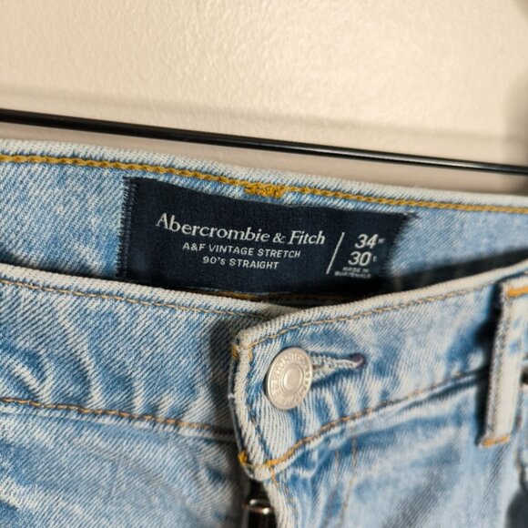 Abercrombie & Fitch Mens Vintage Stretch Retro 90s Straight Jean's 34x30 - Picture 4 of 6